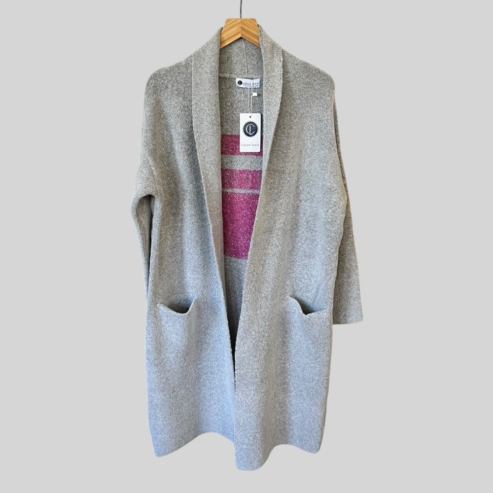 Caryn Lawn New With Tag, Gray Long Cardigan.